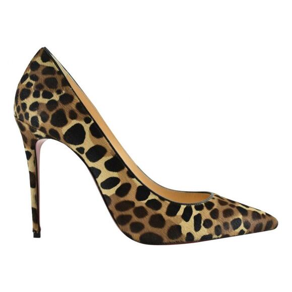 Christian Louboutin Kate 100 Pony Madagascar Leopard Black Brown Heel Pump 39 - Picture 2 of 12